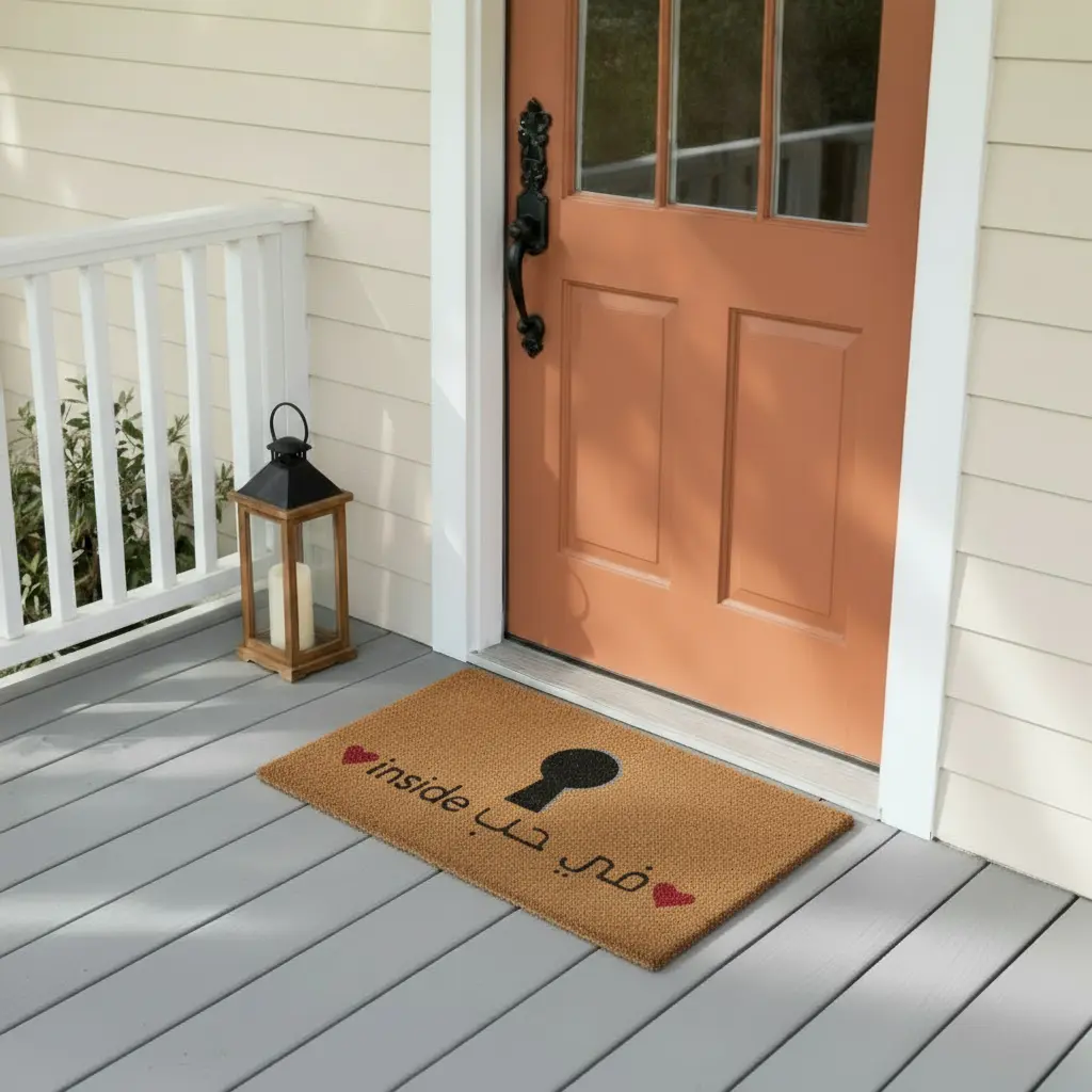 Rectangular 45x75cm beige straw doormat