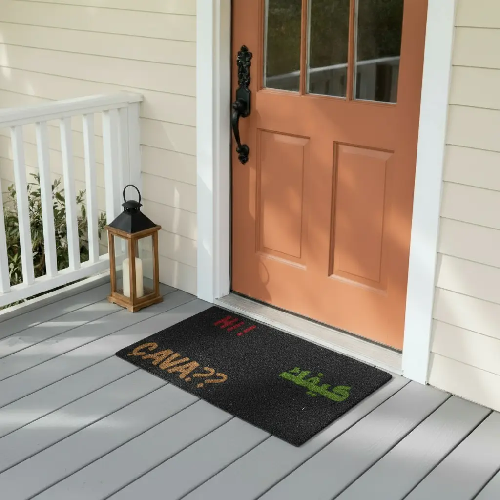 Rectangular 45x75cm black straw doormat