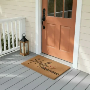 Rectangular 45x75cm hello straw doormat