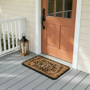 Rectangular 45x75cm home sweet home straw doormat