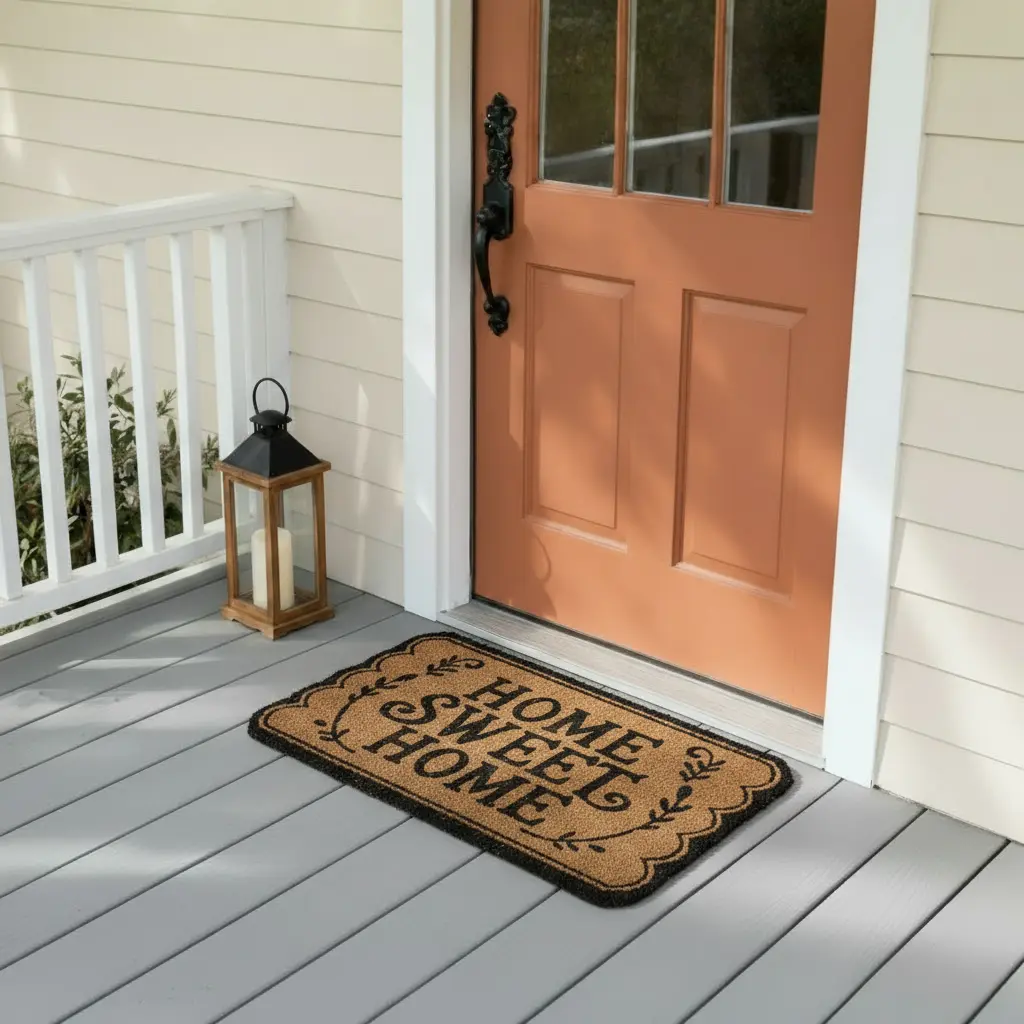 Rectangular 45x75cm home sweet home straw doormat
