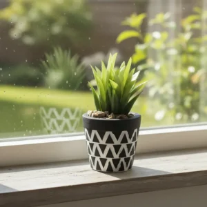 Succulent plant 10.5cm with ceramic black vase1