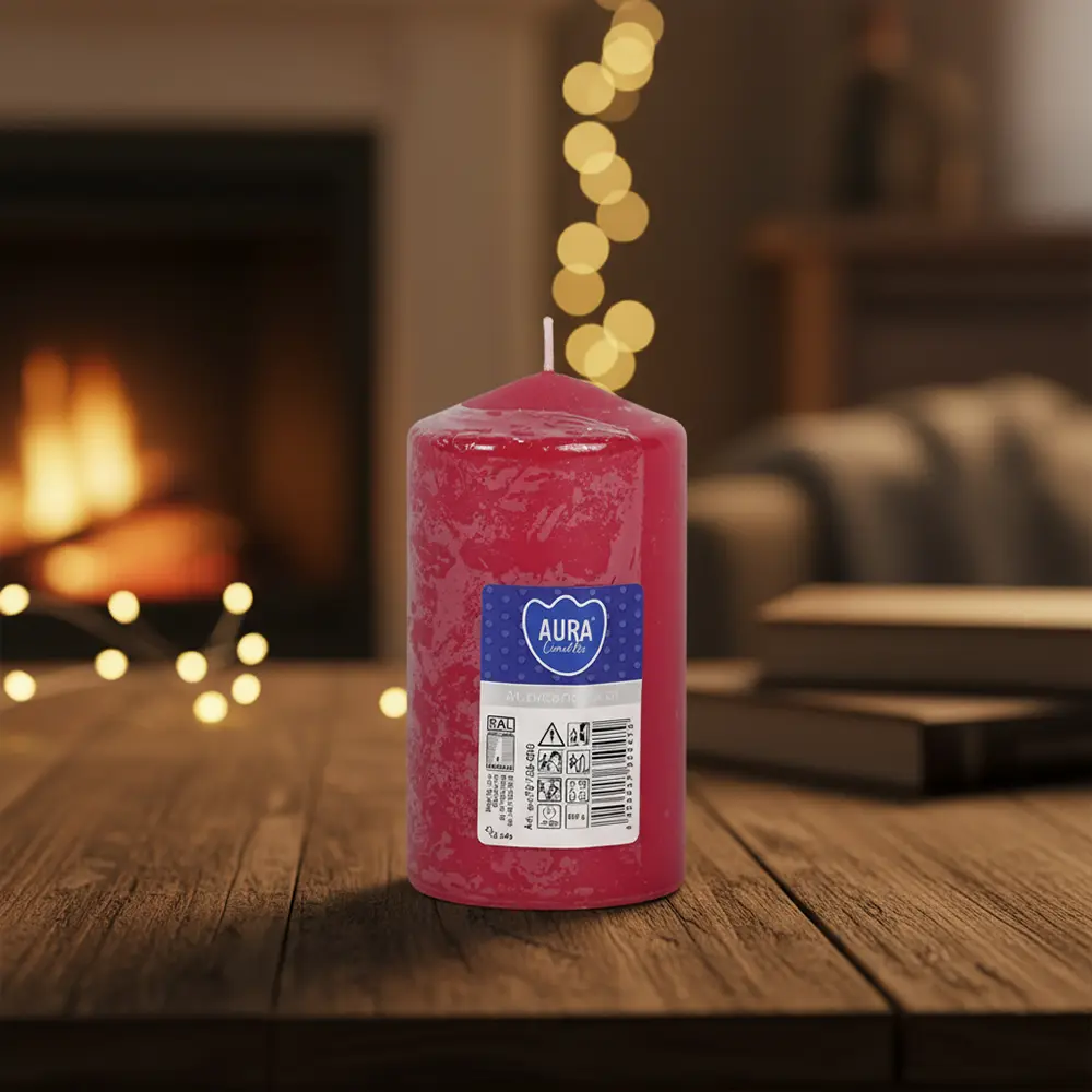 Aura 7x12cm red candle1