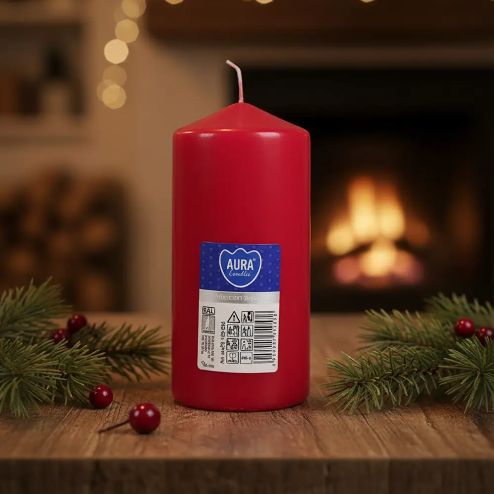 Aura 7x15cm red candle1