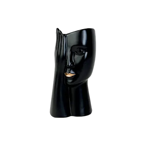 Black-Abstract-Face-Vase-Modern-Art-Décor Black Abstract Face Vase Modern Art Décor