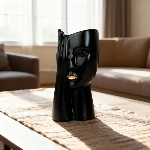 Black-Abstract-Face-Vase-Modern-Art-Décor1 Black Abstract Face Vase Modern Art Décor1