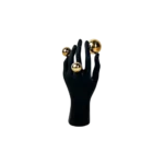 Black Abstract Hand Sculpture with Gold Orbs