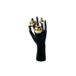 Black Abstract Hand Sculpture with Gold Orbs Big