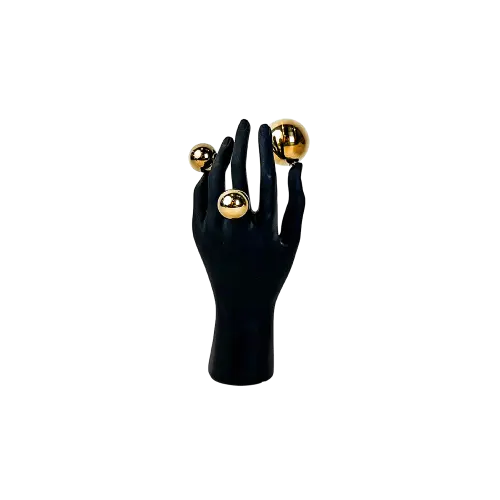 Black Abstract Hand Sculpture with Gold Orbs