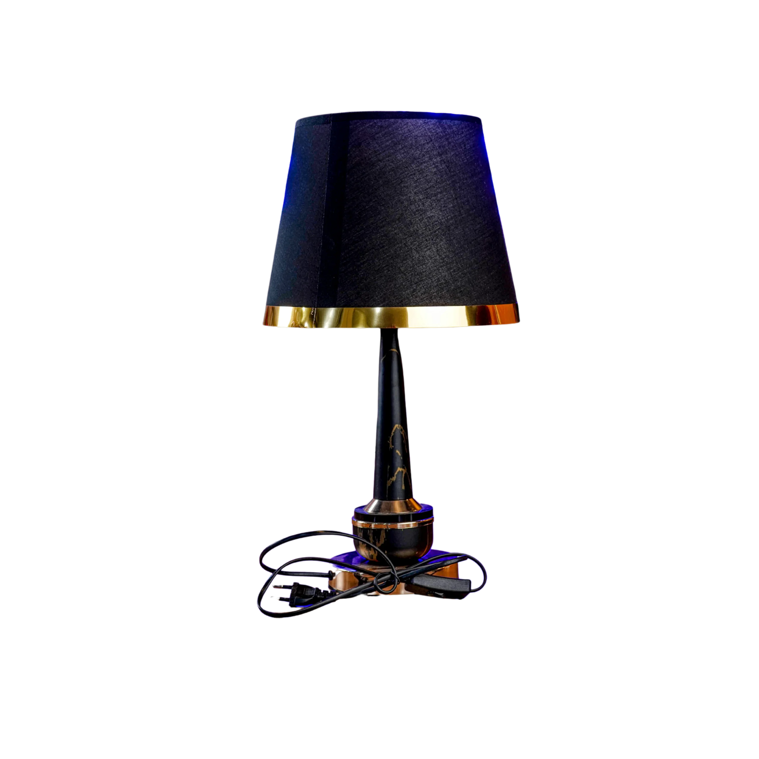 Black Marble Table Lamp with Gold Accents