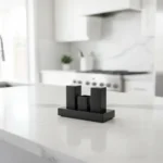 Black Modern Salt Pepper & Toothpick Holder Set with Base1