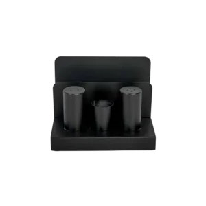 Black Stainless Steel Salt & Pepper Set with Napkin Holder