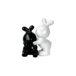 Black & White Harmony Ceramic Bunny Sculptures