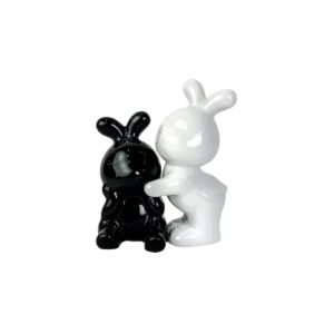 Black & White Harmony Ceramic Bunny Sculptures