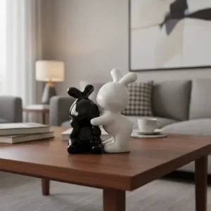 Black & White Harmony Ceramic Bunny Sculptures1