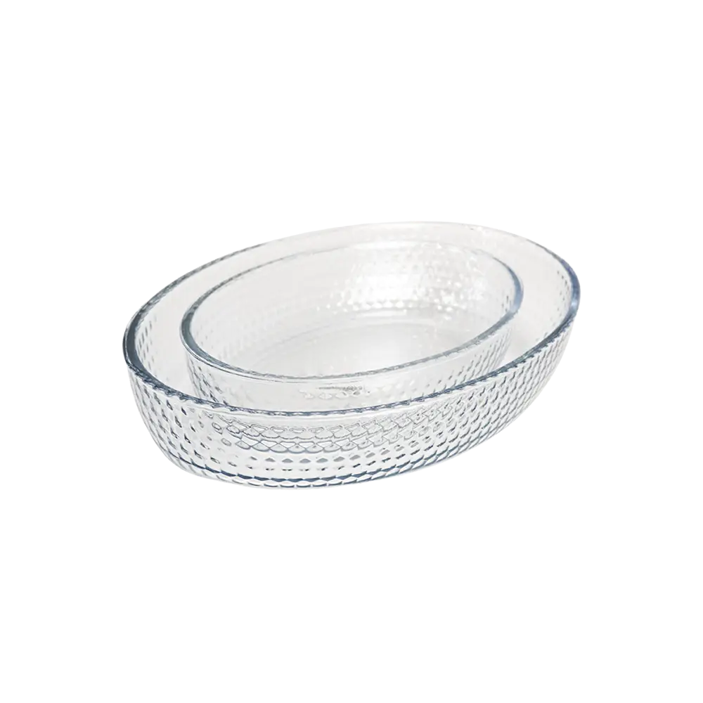 Borart 2pcs oval dots design pyrex set