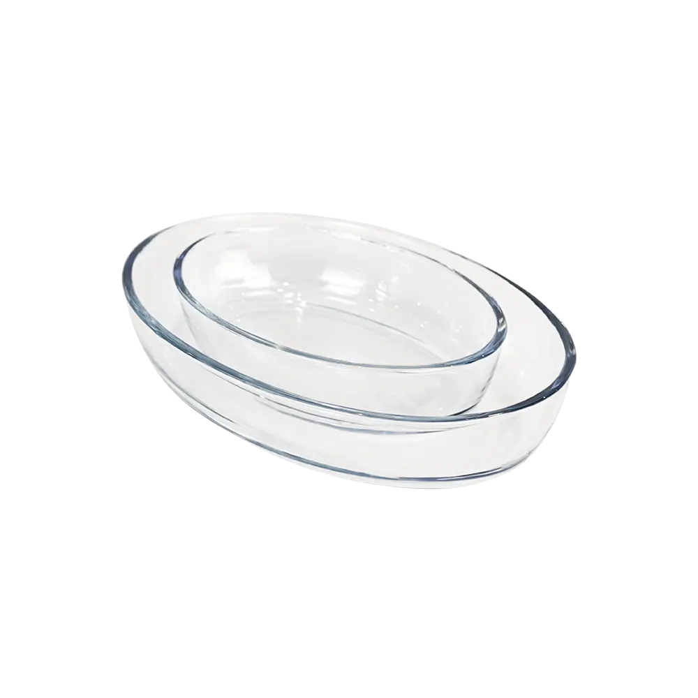 Borart 2pcs oval transparent pyrex set