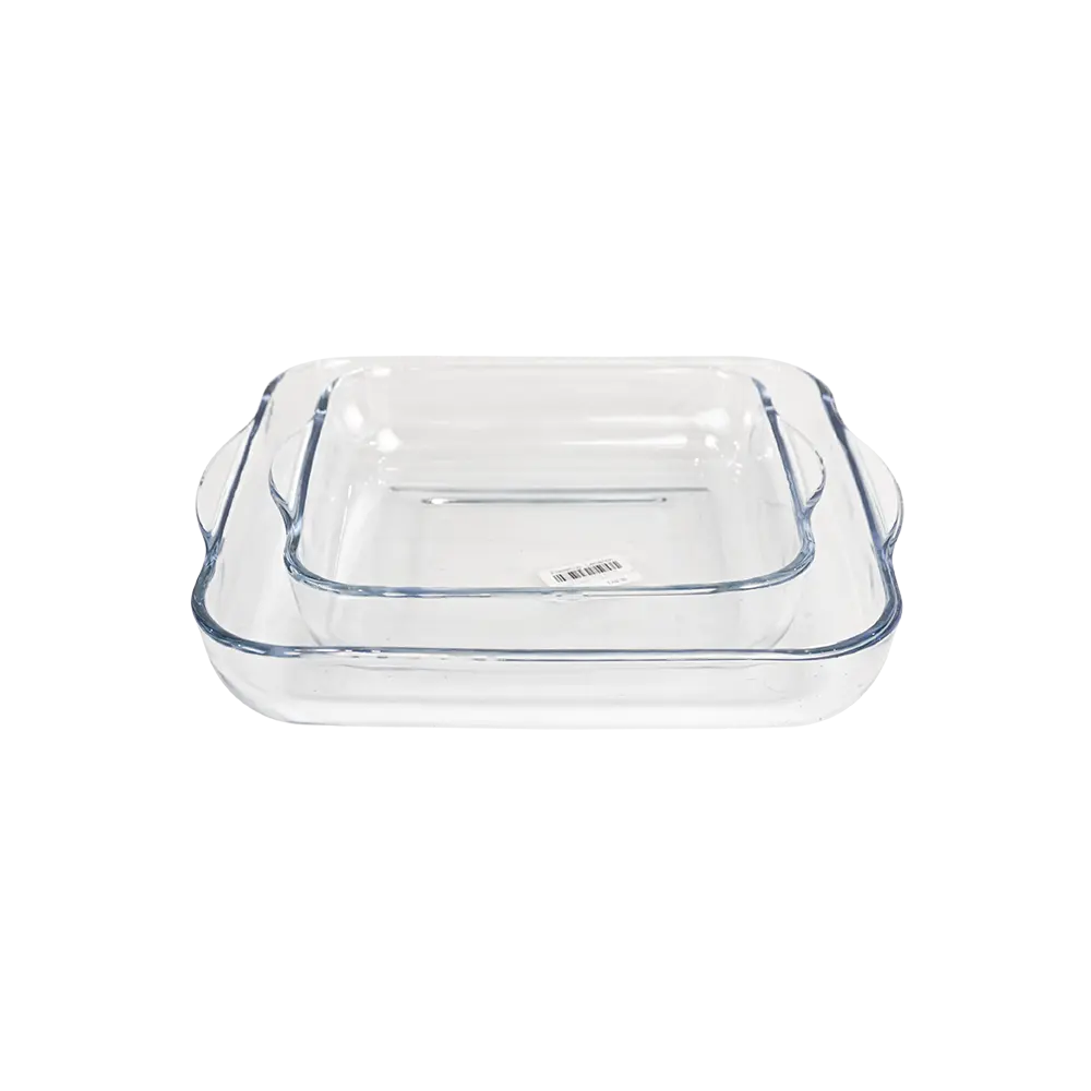 Borart 2pcs square transparent pyrex set