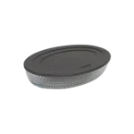 Borart oval dots design pyrex with grey lid