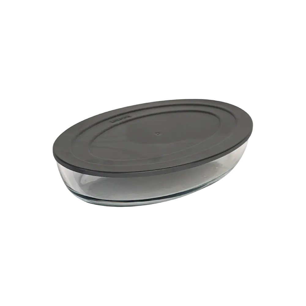 Borart oval transparent pyrex with grey lid