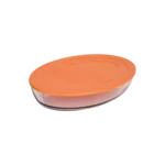 Borart oval transparent pyrex with orange lid