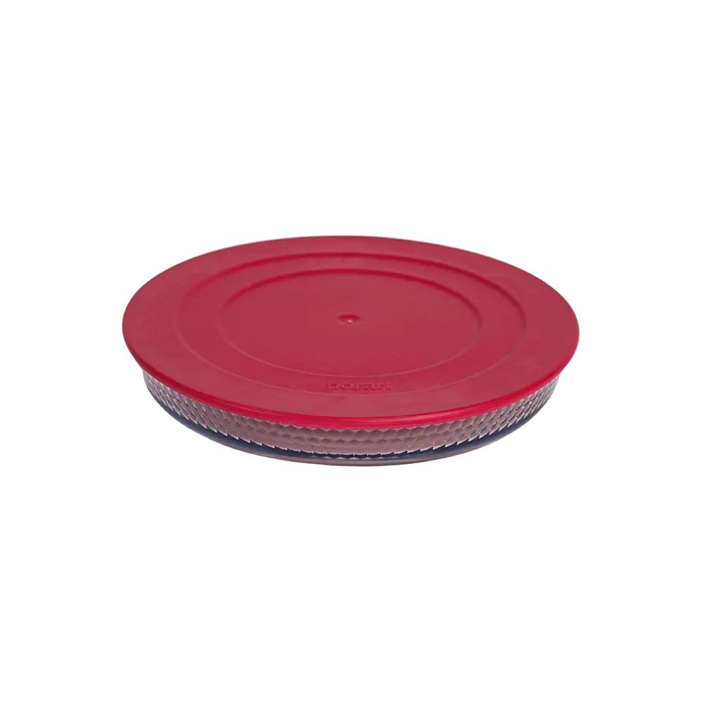 Borart round dots design pyrex with red lid