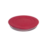 Borart round transparent pyrex with red lid