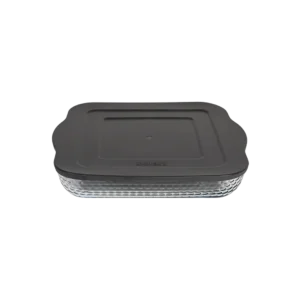 Borart square dots design pyrex with grey lid
