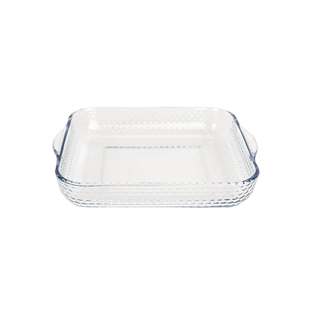 Borart square dots design pyrex with orange lid1