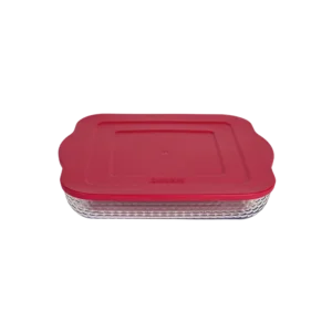 Borart square dots design pyrex with red lid