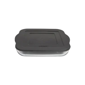 Borart square transparent pyrex with grey lid
