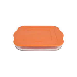 Borart square transparent pyrex with orange lid