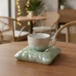 Ceramic White Mug with Blue Saucer1