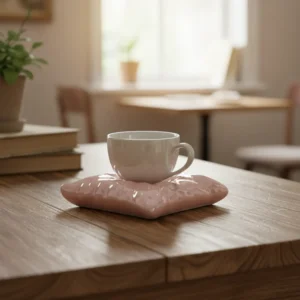 Ceramic White Mug with Pink Saucer1