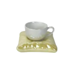 Ceramic White Mug with Yellow Saucer