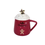 Christmas Red Mug with White Lid & Spoon