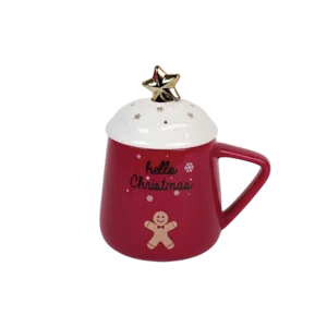 Christmas Red Mug with White Lid & Spoon