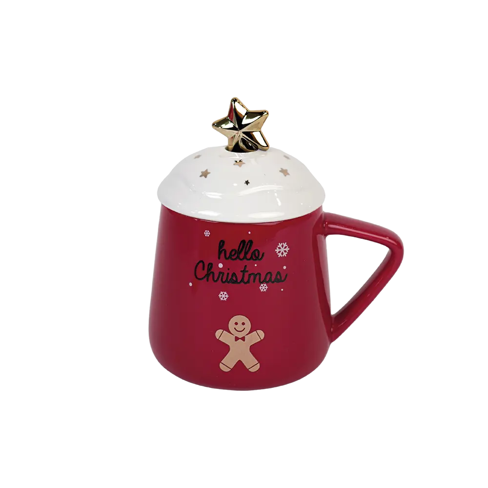 Christmas-Red-Mug-with-White-Lid-&-Spoon Christmas Red Mug with White Lid & Spoon
