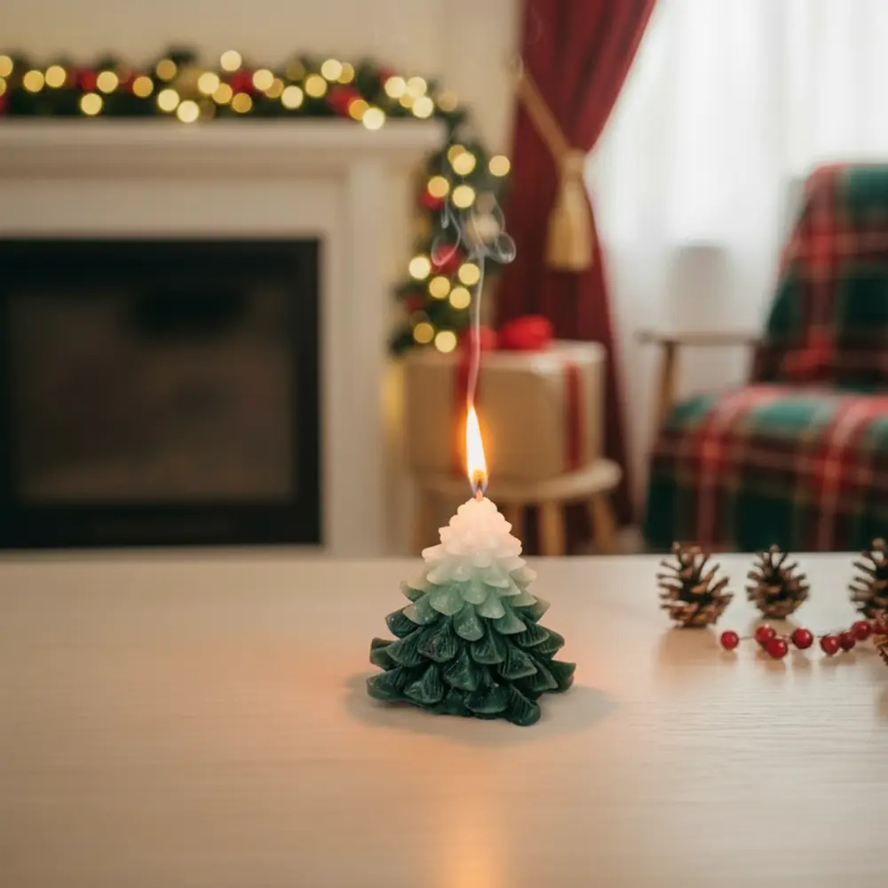 Christmas Small Cedar Tree Design Candle1
