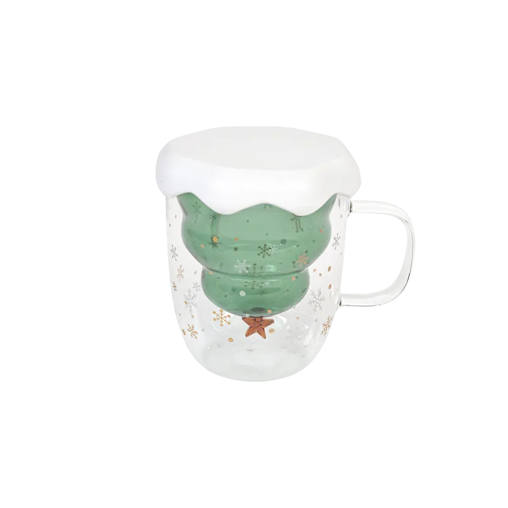 Christmas Transparent Mug with White Lid