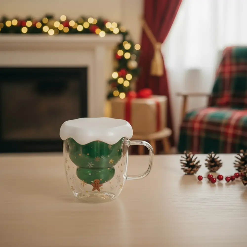 Christmas Transparent Mug with White Lid1