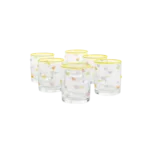 Citrus Splash Glass Set Yellow Rim