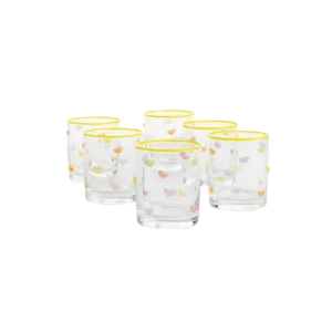 Citrus Splash Glass Set Yellow Rim