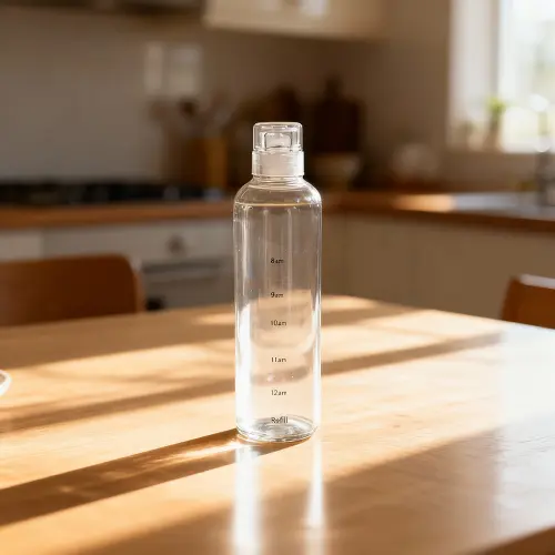 Clear Time Marker Glass Water Bottle1