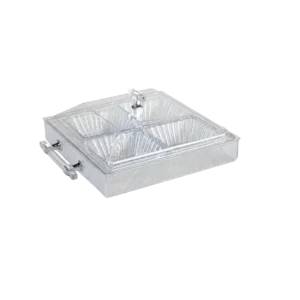 ClearLux Square 4 Compartment Serving Tray with Lid