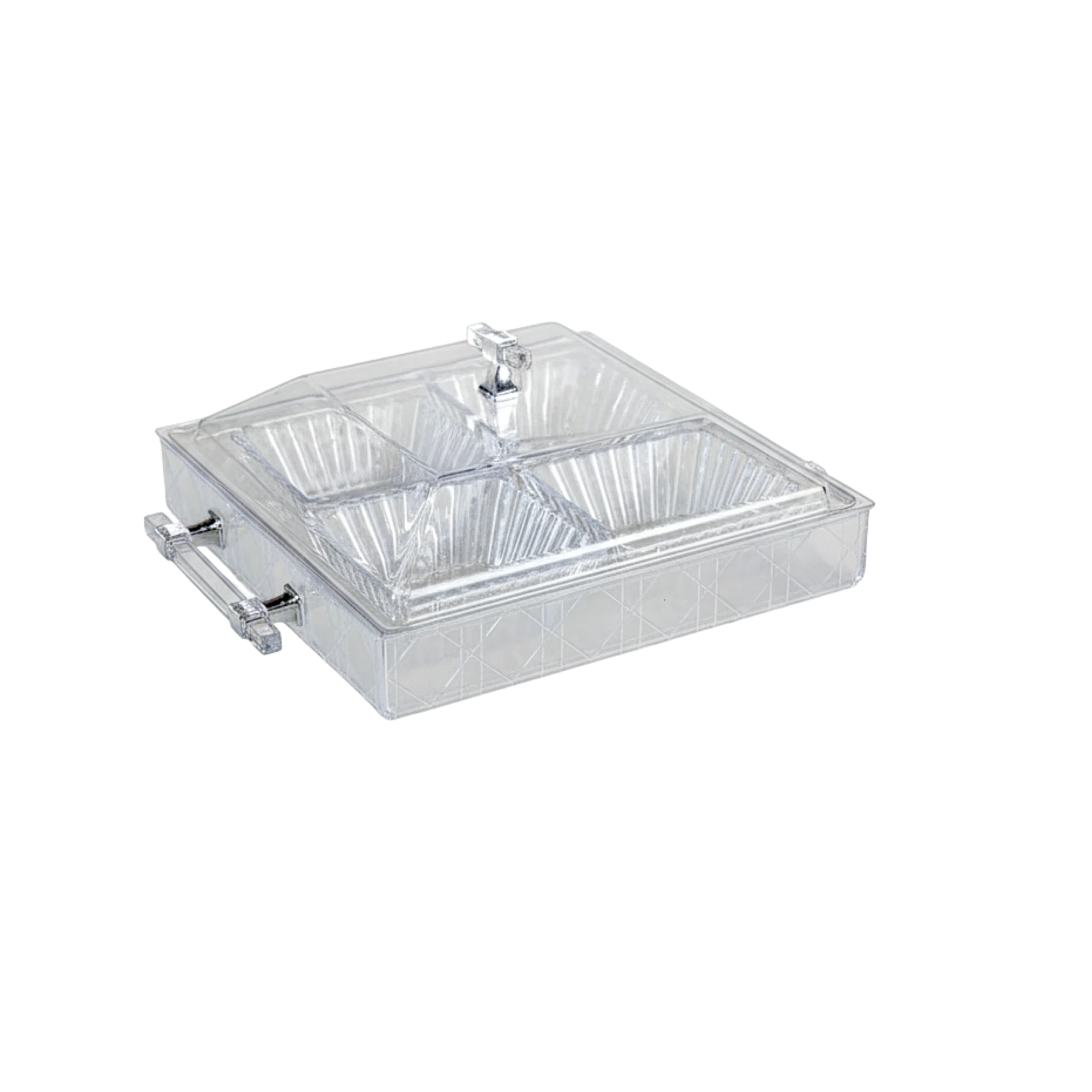 ClearLux Square 4 Compartment Serving Tray with Lid