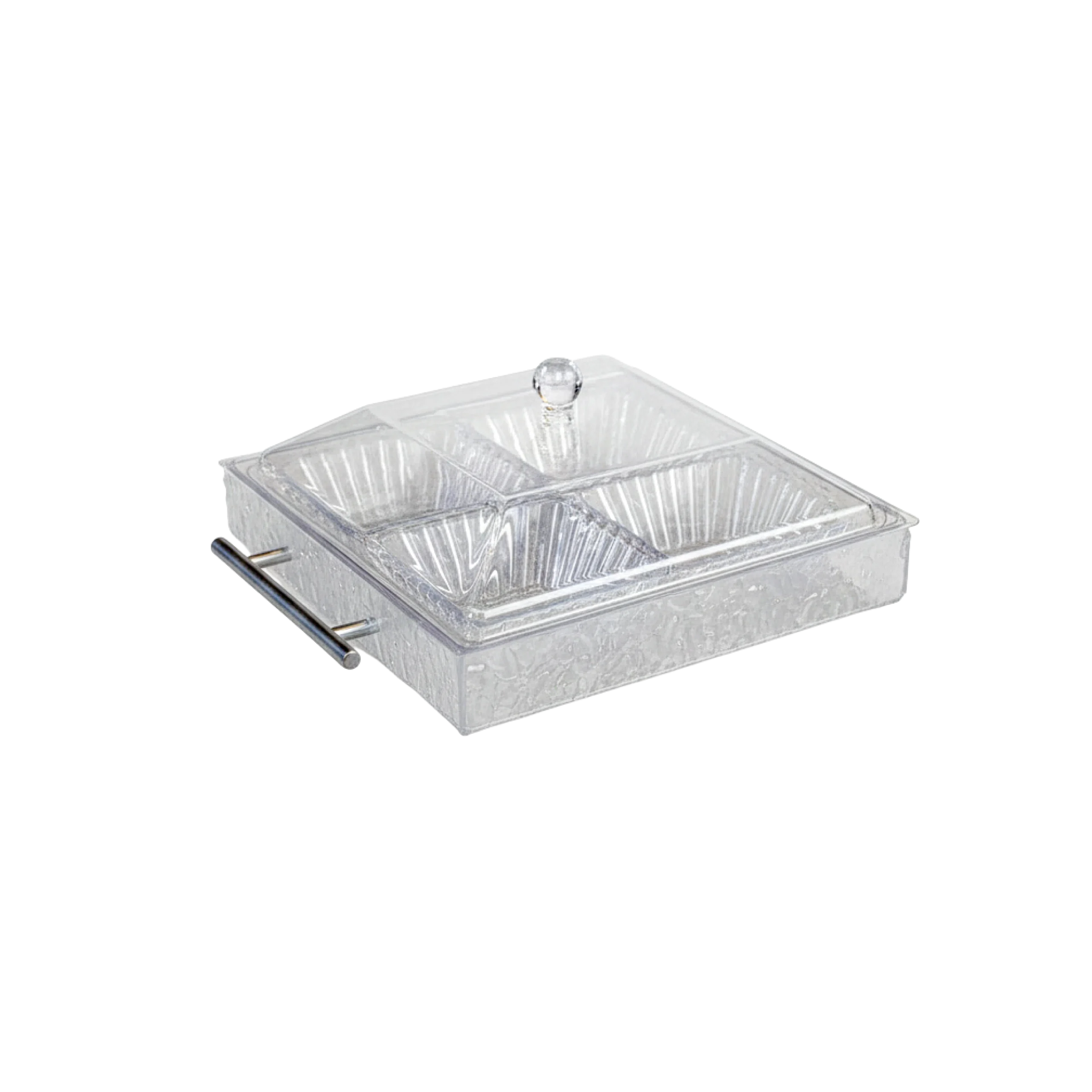 CrystalEdge-4-Section-Acrylic-Serving-Tray-with-Dome-Lid CrystalEdge 4 Section Acrylic Serving Tray with Dome Lid