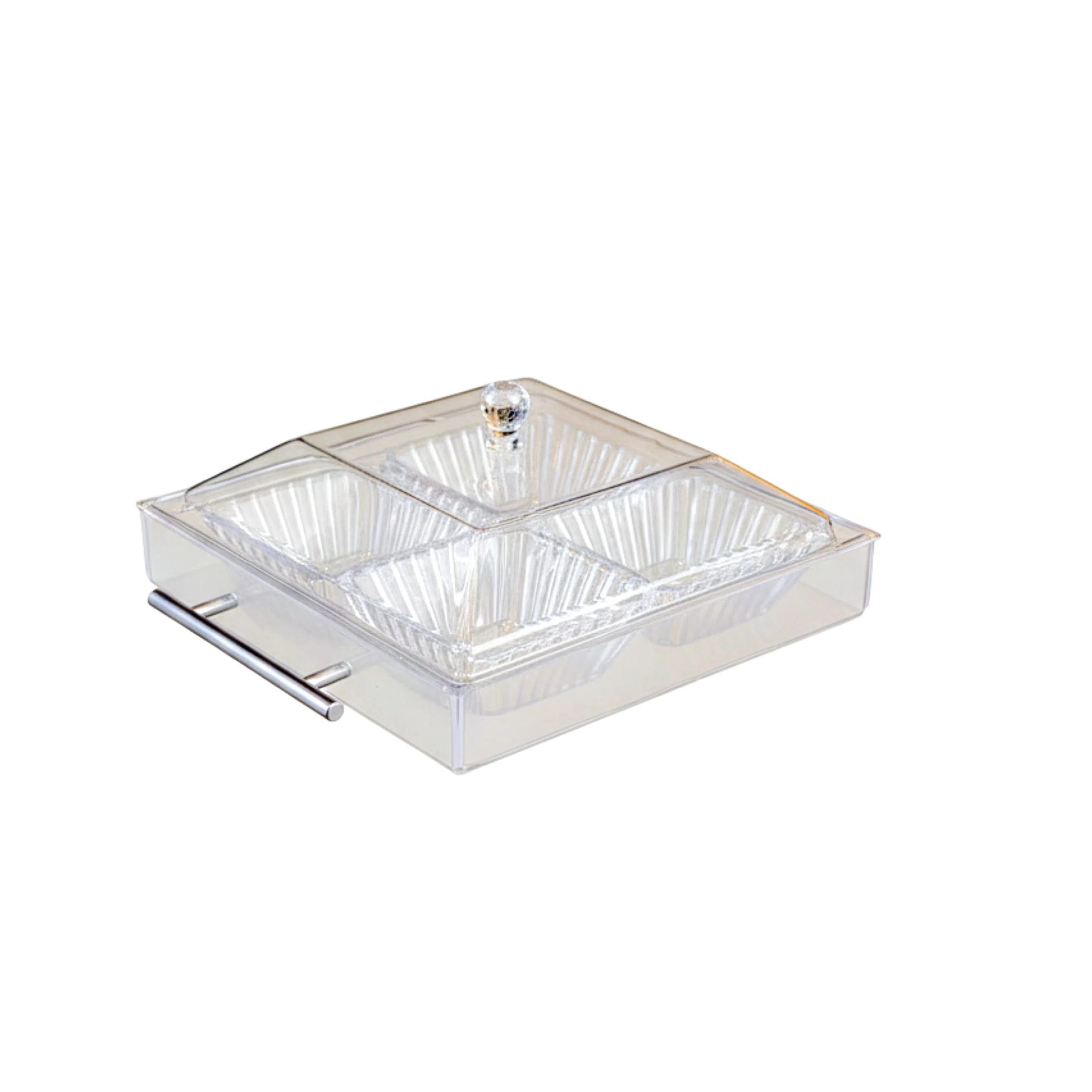 CrystalEdge Mini 4 Section Acrylic Serving Tray with Lid