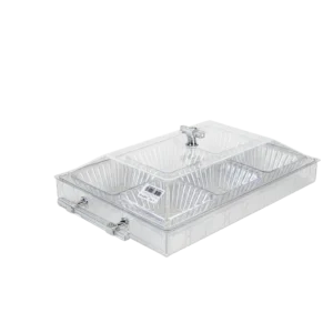 CrystalServe Max 6 Compartment Acrylic Serving Tray with Lid
