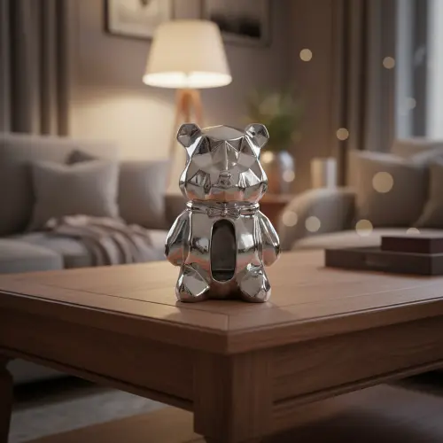 Cute Silver Modern Bear Tissue Dispenser1